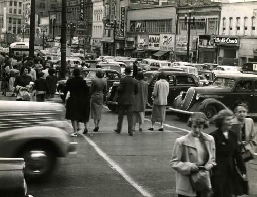Tribune file photos

The corner of 200 South Main in September, 1950.