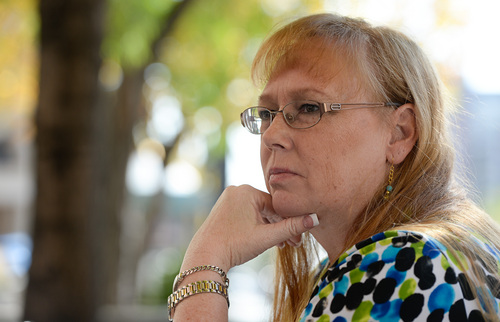 Francisco Kjolseth  |  The Salt Lake Tribune
Melissa Kennedy, the mother of Danielle Willard who was killed by officer Shaun Cowley, sits down for an interview on Main street in Salt Lake City on Friday, Oct. 10, 2014. Charges were dropped against the former West Valley police officer.