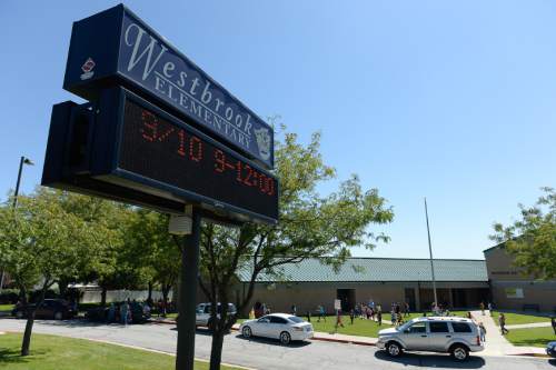 Francisco Kjolseth  |  The Salt Lake Tribune
Westbrook Elementary in Taylorsville lets out for the day on Friday afternoon following an incident the day before where 6th-grade teacher Michelle Ferguson- Montgomery, accidentally discharged her handgun in a school restroom.