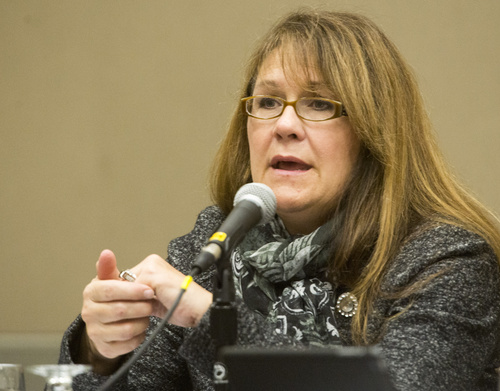 Rick Egan  |  The Salt Lake Tribune

Kristi Swett comments during a panel discussion at the UEA convention at the South Towne Expo Center, Thursday, October 16, 2014