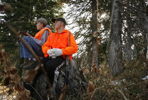 Leah Hogsten  |  Tribune file photo
Colton Thompson, 16, (right) of Clinton Austin Bennett, 16, (left)of Riverdale scope the  hills and forest near Six Bit Springs in the Monte Cristo area of Cache National Forest in 2008.
