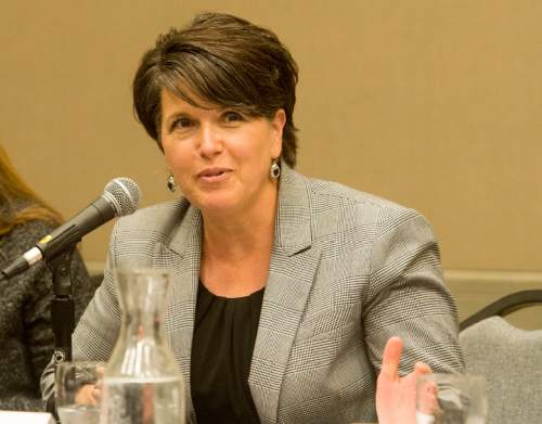 Rick Egan  |  The Salt Lake Tribune

Tami Pyfer comments during a panel discussion at the UEA convention at the South Towne Expo Center, Thursday, October 16, 2014