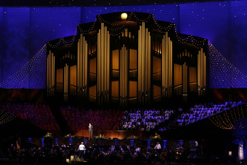 Scott Sommerdorf   |  The Salt Lake Tribune
Vocalist Nathan Pacheco with the Mormon Tabernacle Choir, at the LDS Conference Center, Friday, July 19, 2013.