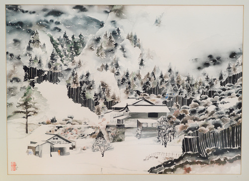 Francisco Kjolseth  |  The Salt Lake Tribune
Artist's Lily Yuriko Nakai Havey, who is the author of a new memoir about coming-of-age in Colorado's Amache internment camp. Her watercolor "Kajita Winter" of her uncle's Japanese village reveals the beauty of meticulous use of negative space to give the illusion of snow.