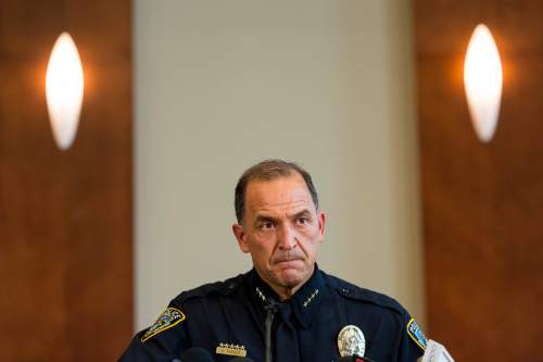 Trent Nelson  |  The Salt Lake Tribune
Draper police chief Bryan Roberts announces the arrest of a juvenile suspect for the 2012 murder of 15-year-old Anne Kasprzak. Police announced the arrest at the City Council Chambers in Draper, Thursday October 16, 2014.