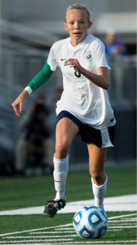 Steve Griffin  |  The Salt Lake Tribune


Timpanogos forward Devri Hartle charges up the sideline   during class 4A girls' soccer semifinal against Mountain Crest at Juan Diego High School  Draper, Tuesday, October 21, 2014.