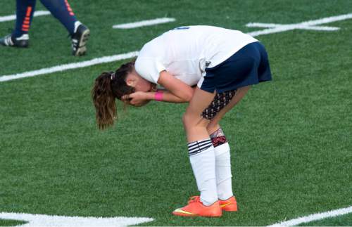 Steve Griffin  |  The Salt Lake Tribune


Aspyn Farrer, of Timpanogos puts her head in her hands in disbelief after she scored a goal during class 4A girls' soccer semifinal against  Mountain Crest at Juan Diego High School  Draper, Tuesday, October 21, 2014.