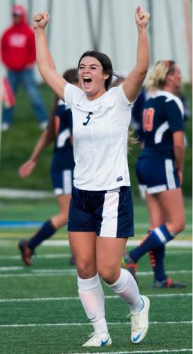 Steve Griffin  |  The Salt Lake Tribune


Timpanogos forward Natalie Reynolds raises her arms in victory after Timpanogos defeated Mountain Crest in the class 4A girls' soccer semifinal match at Juan Diego High School  Draper, Tuesday, October 21, 2014.