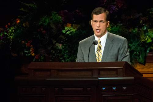 Chris Detrick  |  The Salt Lake Tribune
Jörg Klebingat, of the Seventy, speaks during the afternoon session of the 184th Semiannual General Conference of The Church of Jesus Christ of Latter-day Saints at the Conference Center in Salt Lake City Saturday October 4, 2014.