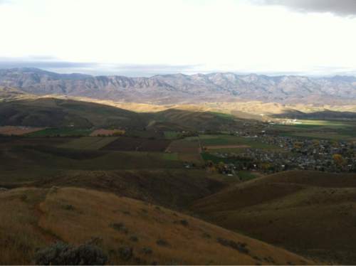 Nate Carlisle  |  The Salt Lake Tribune
The town of Morgan and surrounding farm land as seen from the trail to the M on Oct. 21, 2014.