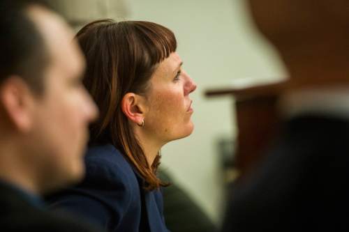Chris Detrick  |  The Salt Lake Tribune
Defense attorney Heather Brereton listens during the trail at the Scott M. Matheson Courthouse Tuesday October 28, 2014. Yelfis Sosa-Hurtado is on trial this week, charged in 3rd District Court with aggravated murder for allegedly shooting and killing 26-year-old Stephen Guadalupe Chavez, after a confrontation at CJ's Smoke Shop, 876 W. 800 South, in Salt Lake City on March 14, 2012.