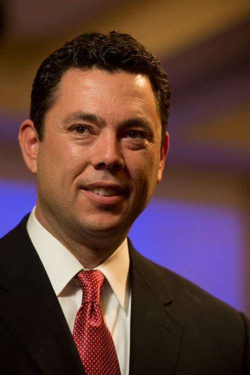 Steve Griffin  |  The Salt Lake Tribune

Representative Jason Chaffetz speaks to reporters during the GOP election night party at the Hilton in downtown Salt Lake City, Tuesday November 4, 2014.