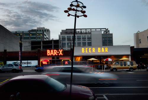 Scott Sommerdorf   |  The Salt Lake Tribune
Bar-X, and Beer Bar and the adjacent Edison Quarter enclave, Thursday, August 21, 2014.