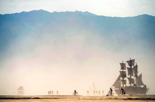 Rick Egan  |  The Salt Lake Tribune

A ship costs in the wind, at the Burning Man Festival, in the Black Rock Desert, 100 miles north of Reno, Nevada, Thursday, August 28, 2014. The Festival continues through Sunday. Thursday, August 28, 2014