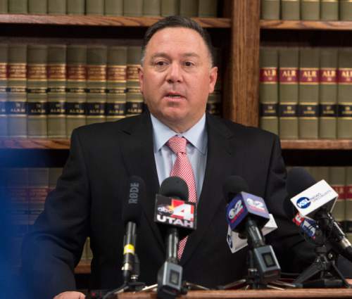 Steve Griffin  |  The Salt Lake Tribune

Utah County Attorney Jeffrey Buhman addresses the media as he explains the Utah County Attorney's Office's ruling in the officer-involved shooting of Darrien Hunt during a press conference in Provo, Monday, November 3, 2014.