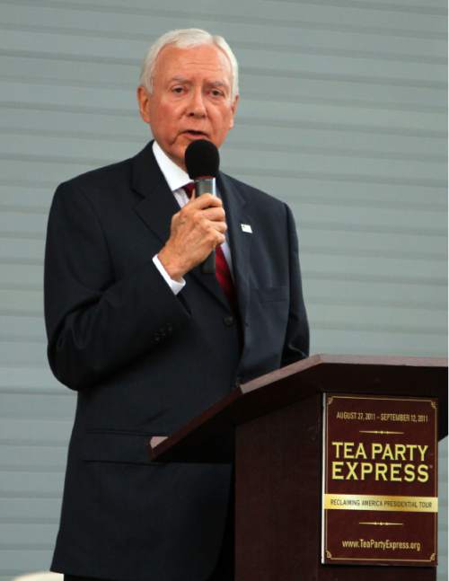 Sen. Orrin Hatch described his disappointment with the Obama administration during the Tea Party Express rally held in the Draper Amphitheatre Sunday evening with Tea Party leaders and Gov. Gary Herbert.
Stephen Holt/Special to the Tribune