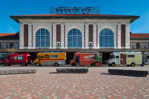 Trent Nelson  |  The Salt Lake Tribune
Food trucks at the Winter Market, held the Rio Grande Depot in Salt Lake City, Saturday November 8, 2014. This year's winter farmers market features more than 60 vendors selling produce, meat, eggs and more. The market will run every other Saturday through April 25.