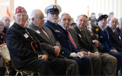 Francisco Kjolseth  |  The Salt Lake Tribune
The University of Utah holds its annual Veterans Day ceremony as it honors 11 Utah veterans during a ceremony at the Olpin Union Building and a cannon salute.