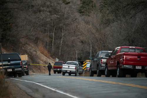 Chris Detrick  |  The Salt Lake Tribune
Unified police vehicles near the scene in Millcreek Canyon Tuesday November 11, 2014. Two Taylorsville residents were found dead Tuesday in Millcreek Canyon in what police were calling a murder-suicide. The shooting victims were identified as Lionel Williamson, 51, and his mother, Alice Williamson, 74, said UPD spokesman Lt. Justin Hoyal.