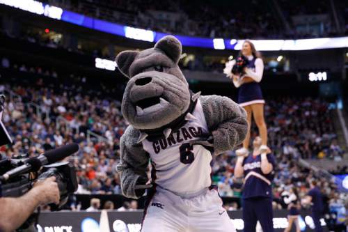 Trent Nelson  |  The Salt Lake Tribune

Spike the Bulldog entertains the crowd as Gonzaga faces the Jaguars in the NCAA tournament at EnergySolutions Arena on Thursday, March 21, 2013.