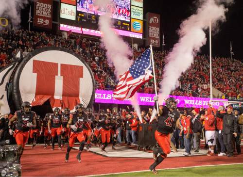 Rick Egan  |  The Salt Lake Tribune

Utah Utes take the filed before the Utah vs. Oregon game, at Rice-Eccles Stadium, Saturday, November 8, 2014