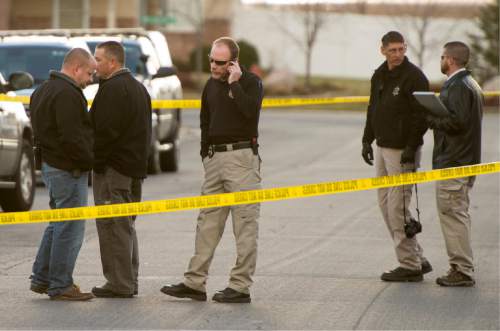 Rick Egan  |  The Salt Lake Tribune

Police investigate a fatal accidental shooting in the 1900 block of Cooper Street in Kaysville, Sunday, November 23, 2014