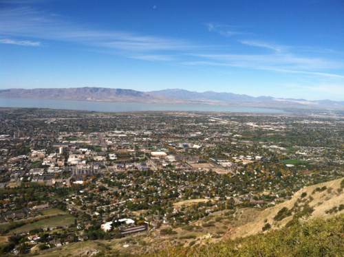 Nate Carlisle  |  The Salt Lake Tribune
On a clear day from Y Mountain in Provo, you can see all of Provo and Utah Valley. The hike to the big, white Y is a 2.4-mile round trip but has a steep elevation gain.