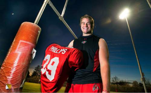 Steve Griffin  |  The Salt Lake Tribune

University of Utah kicker Andy Phillips at the Utah football practice field on the University of Utah campus in Salt Lake City, Wednesday, November 26, 2014.