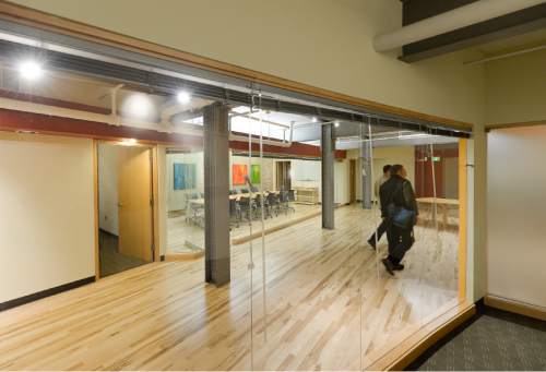 Francisco Kjolseth  |  The Salt Lake Tribune
More than half-dozen business incubators have sprung up in Salt Lake City's downtown in recent years, including Holodeck.  They offer inexpensive `co-working' space, where startup companies share offices, support services to save costs.