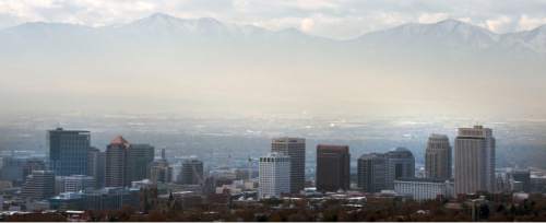 Steve Griffin  |  The Salt Lake Tribune

Haze lingers in the Salt Lake Valley, Monday, December 1, 2014.
