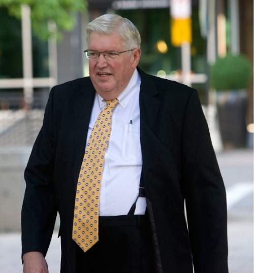 Al Hartmann  |  The Salt Lake Tribune

Dewey MacKay, right, a Brigham City doctor charged with illegally prescribing millions of pain pills, walks Wednesday with his lawyer to Frank Moss Federal Courthouse in Salt Lake City.