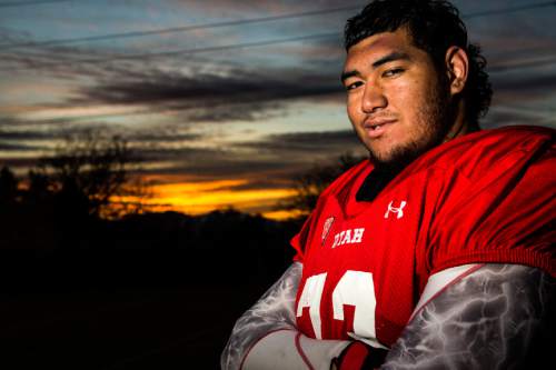 Chris Detrick  |  The Salt Lake Tribune
Utah left tackle Jeremiah Poutasi poses for a portrait after a practice at the Eccles Football Center Tuesday November 4, 2014.