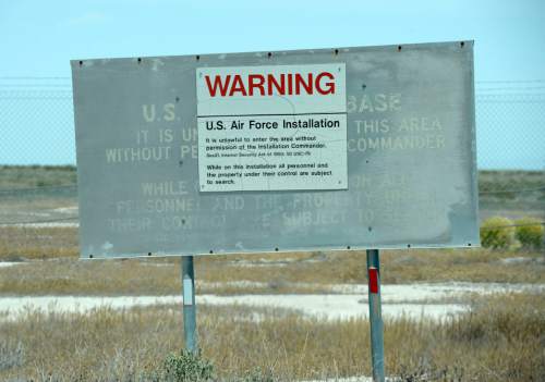 Al Hartmann  |  The Salt Lake Tribune
Warning sign upon entering the Utah Test and Training Range in western Utah.