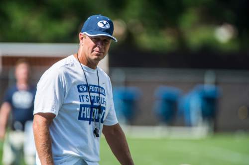 Chris Detrick  |  The Salt Lake Tribune
Brigham Young Cougars head coach Bronco Mendenhall during a practice at Richards Building Fields Friday August 1, 2014.