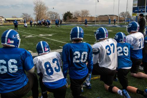 Chris Detrick  |  The Salt Lake Tribune
Members of the Bingham High School football team practice Wednesday December 17, 2014. Bingham will compete in the State Champions Bowl Series December 27th at Florida Atlantic University.