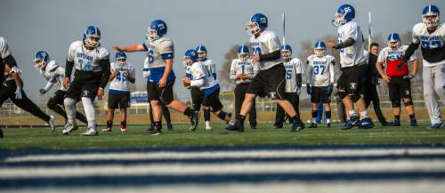 Chris Detrick  |  The Salt Lake Tribune
Members of the Bingham High School football team practice Wednesday December 17, 2014. Bingham will compete in the State Champions Bowl Series December 27th at Florida Atlantic University.