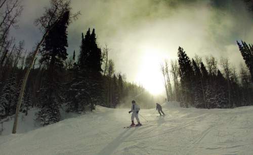 Rick Egan  |  The Salt Lake Tribune

Skiers make some tuns at The Canyons Resort, Friday, December 26, 2014