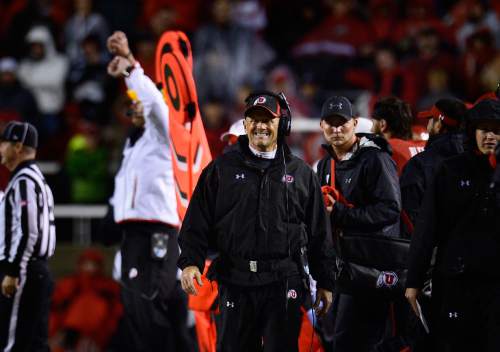 Scott Sommerdorf   |  The Salt Lake Tribune
Utah head coach Kyle Whittingham during the late stages of the fourth quarter. Utah lost 28-27 to Washington State, Saturday, September 27, 2014.