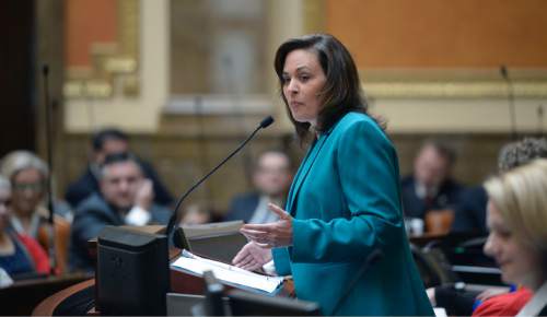 Al Hartmann  |  Tribune file photo
Speaker of the House Becky Lockhart starts the 45-day long 2014 Utah  legislative session with remarks to set the tone in the House of Representatives Monday January 27.