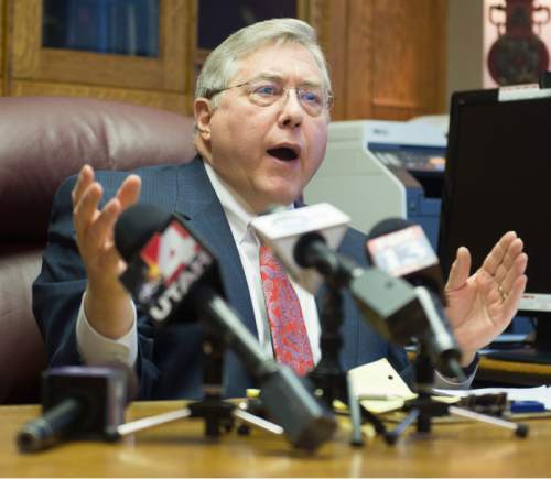 Steve Griffin  |  The Salt Lake Tribune


With Susan Hunt and her sisters Barbara Houston and Cindy Moss present attorney Robert Sykes details a lawsuit he is filling against Saratoga Springs for the shooting death of Susan Hunt's son Darrian Hunt. Sykes was speaking from his law offices in Salt Lake City, Friday, January 2, 2015.