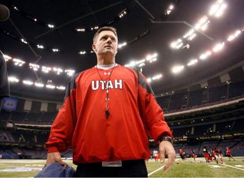 UTE PRACTICE
Utah head coach Kyle Whittingham walks off the field after the University of Utah practice at the Superdome Wednesday, 12/31/08.
Scott Sommerdorf / The Salt Lake Tribune