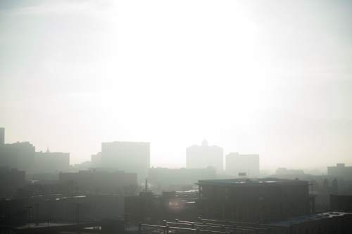 Jeremy Harmon  |  The Salt Lake Tribune

Downtown Salt Lake City is covered in an inversion layer Friday, Jan. 9, 2015.