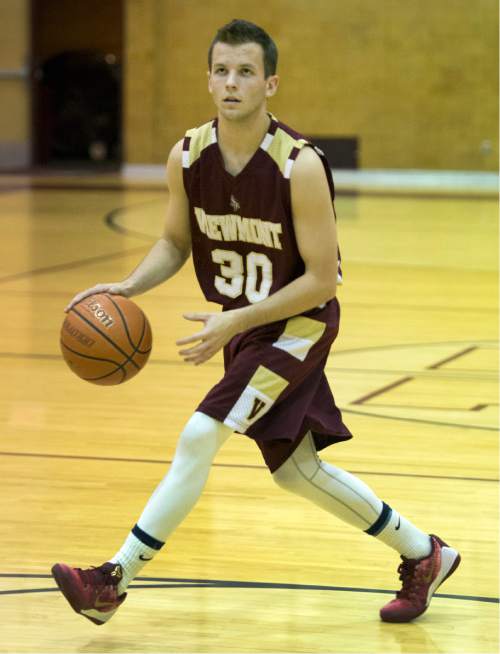 Rick Egan  |  The Salt Lake Tribune

Josh Richins, one of the Viewmont boys' basketball team's leading scorers, shoots around in the Viewmont High Gym, Monday, December 15, 2014