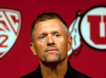 Steve Griffin | The Salt Lake Tribune

University of Utah head football coach, Kyle Whittingham, talks with the media during the team's press conference at the school's new football facility in Salt Lake City, Utah, Monday Aug. 26, 2013.