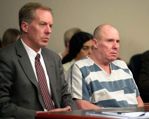 Steve Griffin  |  The Salt Lake Tribune

Christen Spencer, right, sits with his attorney Michael Peterson as Judge Randall N. Skanchy sentences him to life in prison without the possibility of parole for killing 84-year-old Shirley Sharp and setting her house on fire to cover up the crime. Skancy sentenced him at the Matheson Courthouse in Salt Lake City, Tuesday, January 20, 2015.