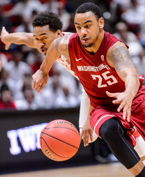 Trent Nelson  |  The Salt Lake Tribune
Washington State Cougars guard DaVonte Lacy (25) drives past Utah Utes guard Brandon Taylor (11), as the University of Utah Utes host the Washington State Cougars, college basketball at the Huntsman Center in Salt Lake City, Wednesday January 21, 2015.