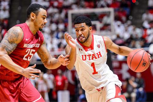 Trent Nelson  |  The Salt Lake Tribune
Utah Utes guard Isaiah Wright (1) drives on Washington State Cougars guard DaVonte Lacy (25) as the University of Utah Utes host the Washington State Cougars, college basketball at the Huntsman Center in Salt Lake City, Wednesday January 21, 2015.