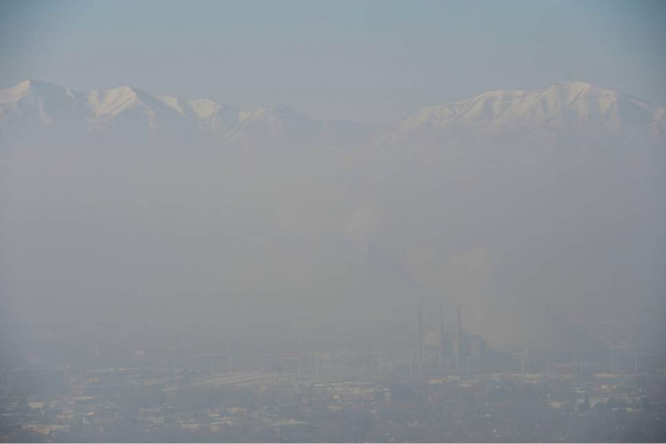 Francisco Kjolseth  |  The Salt Lake Tribune
The Salt Lake valley is obscured by pollution by a red-air day on Wednesday, Jan. 22, 2014.