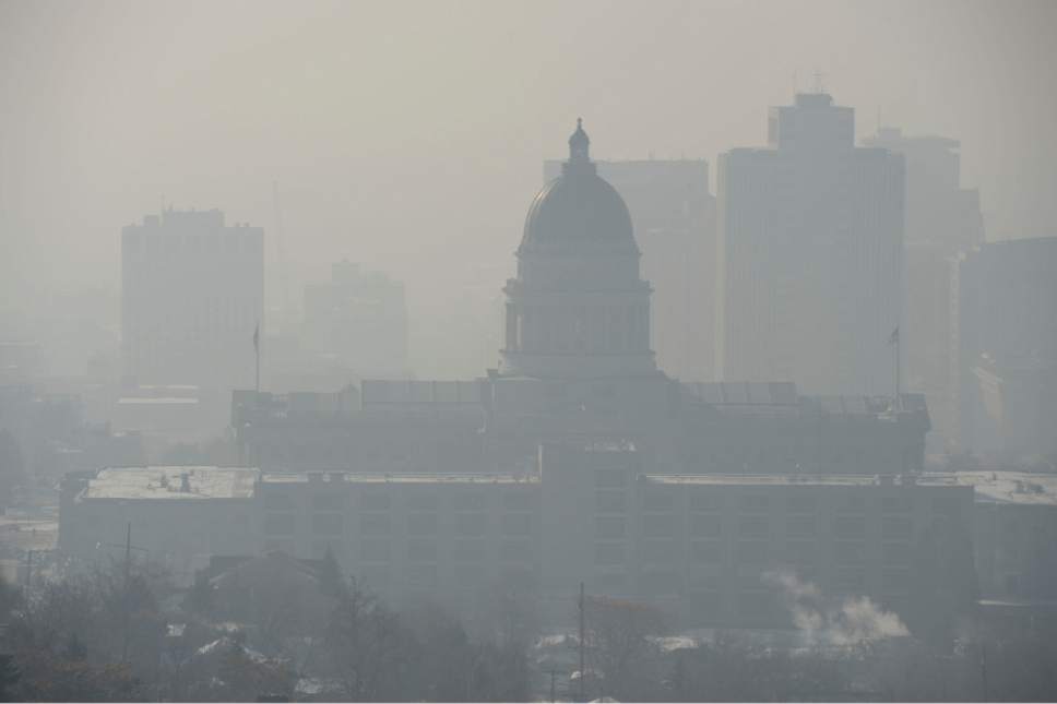 Francisco Kjolseth  |  The Salt Lake Tribune
The pollution-plagued Salt Lake Valley is obscured by another red air day as they inversion continues on Wednesday, Jan. 22, 2014. A weak storm predicted for Thursday could bring a little relief but is not expected to last.