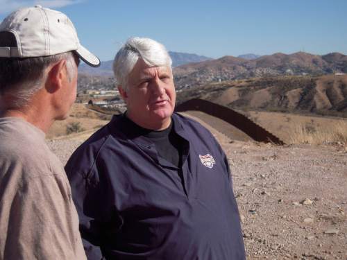 Thomas Burr  |  Tribune file photo

Rep. Rob Bishop speaks with Mark South, a former Forest Service firefighter, during a tour of the U.S.-Mexican border in Arizona in January.
